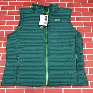 Stio Pinion Down Vest Mens XL Green Quilted Packable Insulated Water Resistant